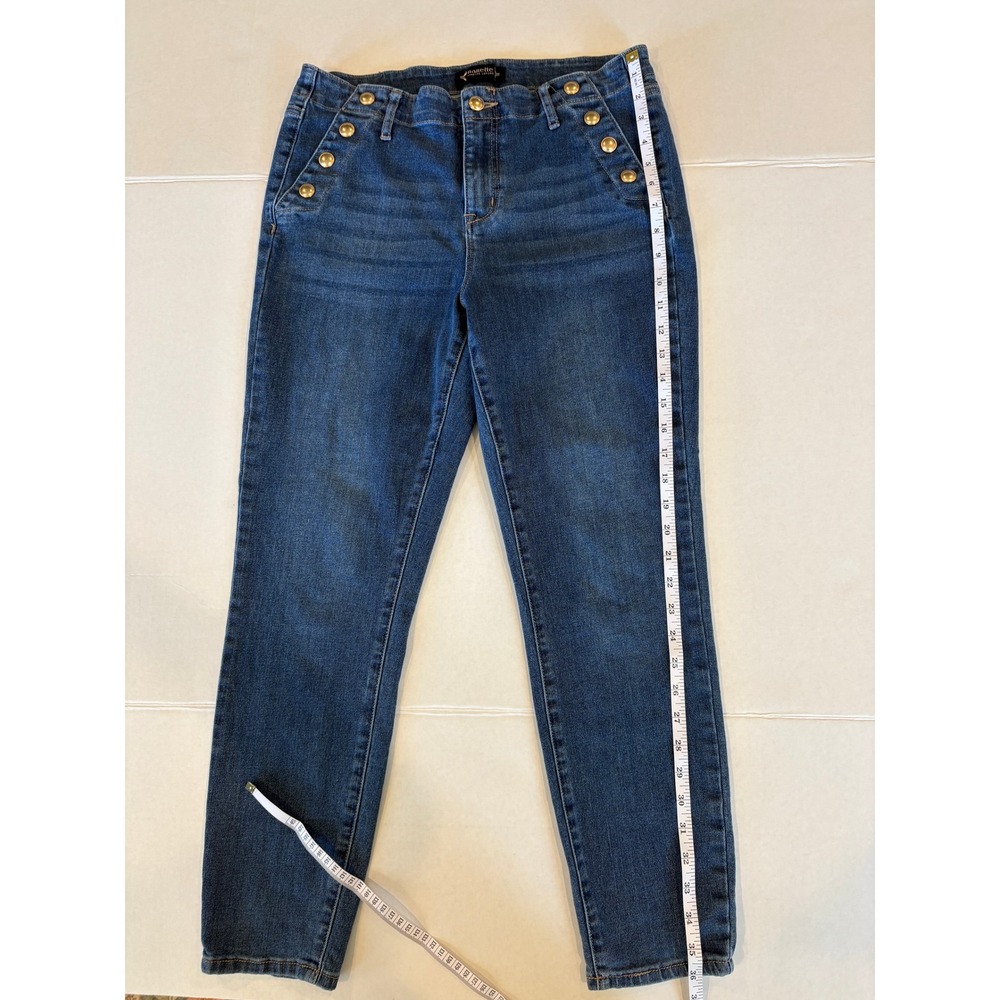 Nanette Lepore Belle High Rise Ankle Skinny Jeans Blue Sailor Button Women 8 - Picture 5 of 7